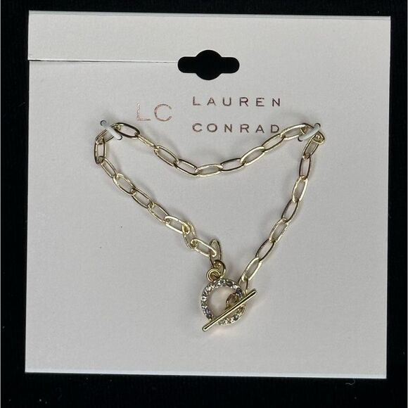 Lauren Conrad Dainty Link Crystal Toggle Closure Bracelet - Picture 1 of 5